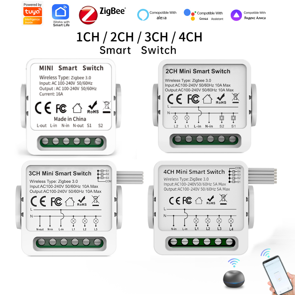 Smart Home Voice Assistant - Inteligentny przełącznik Tuya Zigbee 3.0 1/2/3/4-kierunkowy,