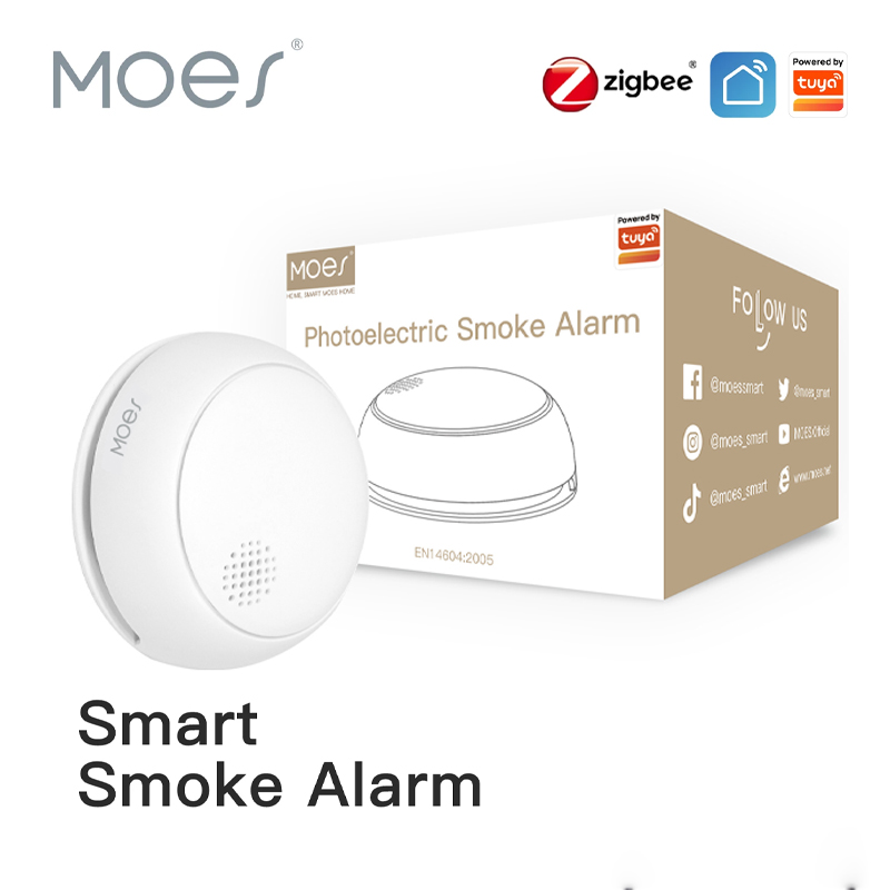 Smart Home Moes - Czujnik dymu MOES ZigBee, inteligentny, bezprzewodowy,