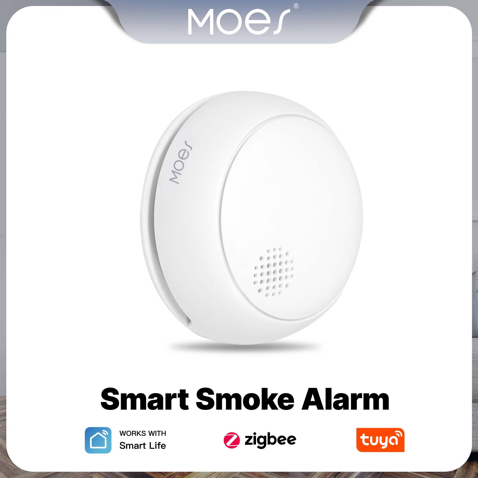 Smart Home Moes - Czujnik dymu MOES ZigBee, bezprzewodowy alarm