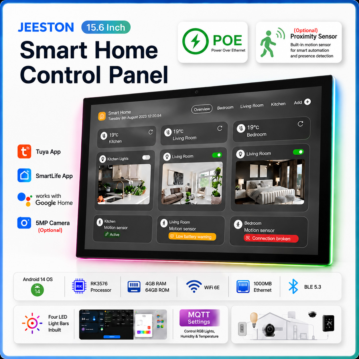 Wifi Led Dimmer - 15,6-calowy panel dotykowy do sterowania inteligentnym